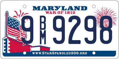 MD license plate 9BM9298