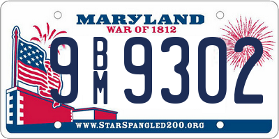 MD license plate 9BM9302