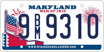 MD license plate 9BM9310