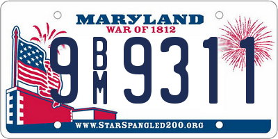 MD license plate 9BM9311