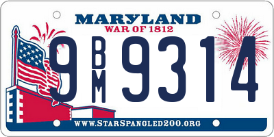 MD license plate 9BM9314