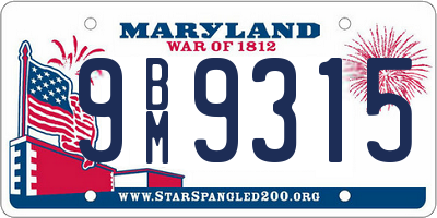 MD license plate 9BM9315