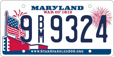 MD license plate 9BM9324