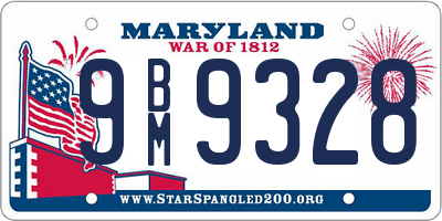 MD license plate 9BM9328