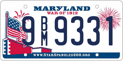 MD license plate 9BM9331