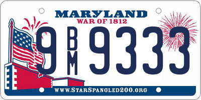 MD license plate 9BM9333