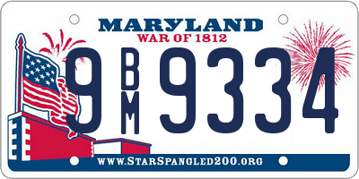 MD license plate 9BM9334