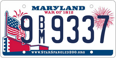 MD license plate 9BM9337