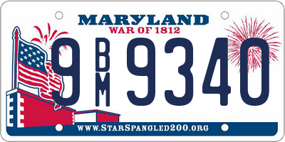 MD license plate 9BM9340