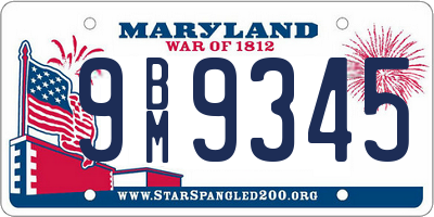 MD license plate 9BM9345