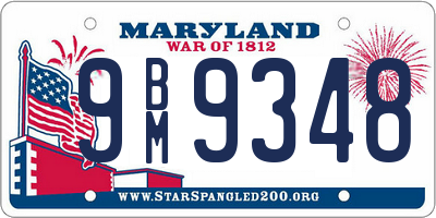 MD license plate 9BM9348