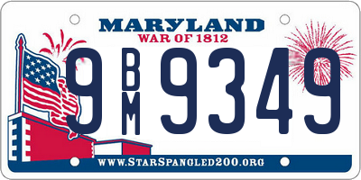 MD license plate 9BM9349