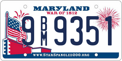 MD license plate 9BM9351