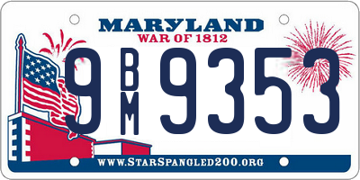 MD license plate 9BM9353