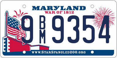 MD license plate 9BM9354