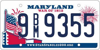 MD license plate 9BM9355