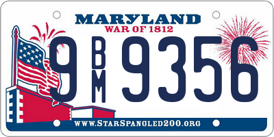 MD license plate 9BM9356