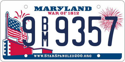 MD license plate 9BM9357