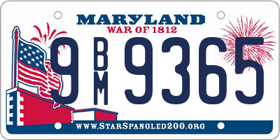 MD license plate 9BM9365