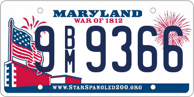 MD license plate 9BM9366