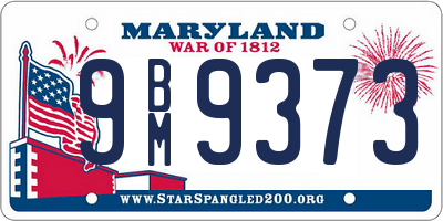 MD license plate 9BM9373