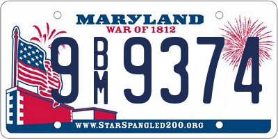 MD license plate 9BM9374