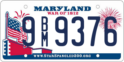 MD license plate 9BM9376