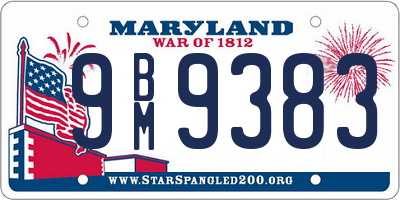 MD license plate 9BM9383