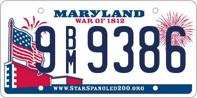 MD license plate 9BM9386