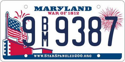 MD license plate 9BM9387