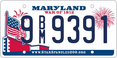 MD license plate 9BM9391