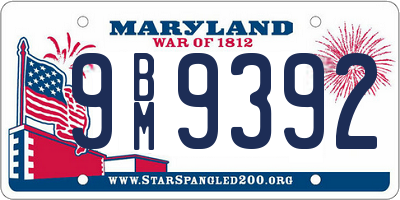 MD license plate 9BM9392