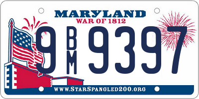 MD license plate 9BM9397