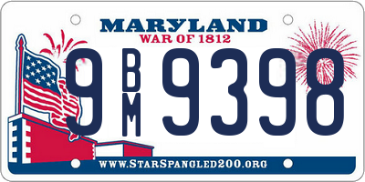 MD license plate 9BM9398