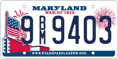 MD license plate 9BM9403