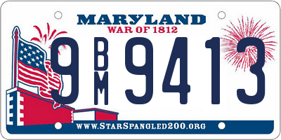 MD license plate 9BM9413