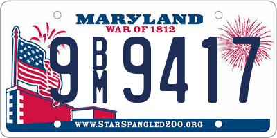 MD license plate 9BM9417