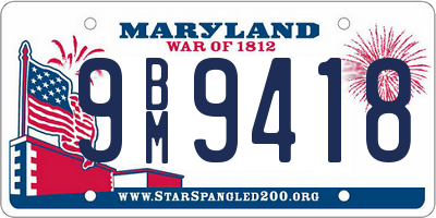 MD license plate 9BM9418