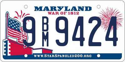 MD license plate 9BM9424