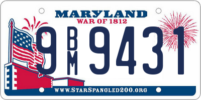 MD license plate 9BM9431