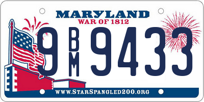 MD license plate 9BM9433