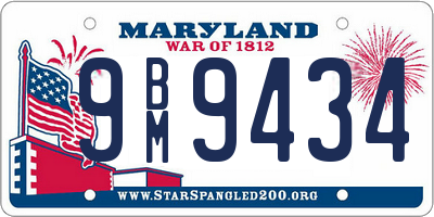 MD license plate 9BM9434