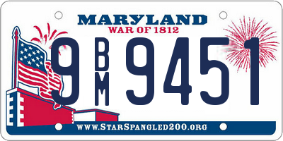 MD license plate 9BM9451