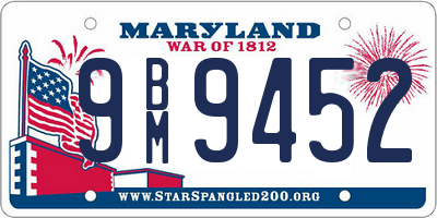 MD license plate 9BM9452