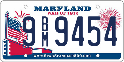 MD license plate 9BM9454