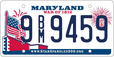 MD license plate 9BM9459