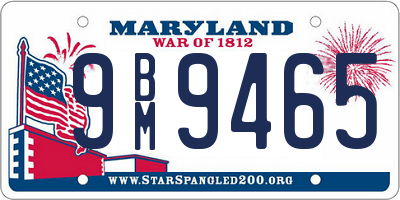 MD license plate 9BM9465