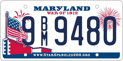 MD license plate 9BM9480