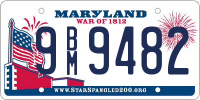 MD license plate 9BM9482