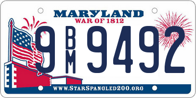 MD license plate 9BM9492